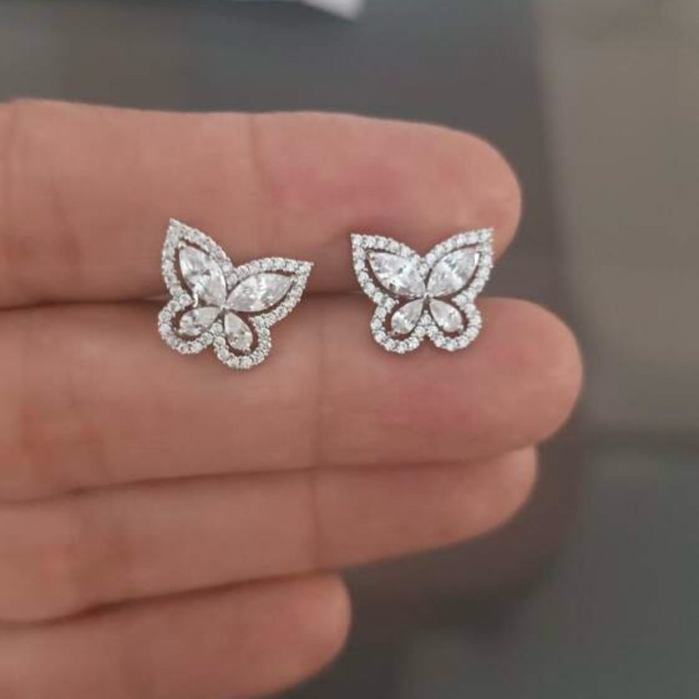 BRAND NEW 925 Sterling Silver - Cubic Zirconia Butterfly Earrings! STUNNING